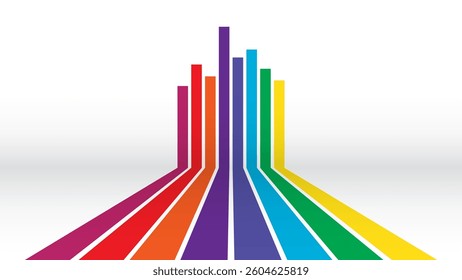Abstract Vector Background Design with Colorful Stripes Perspective