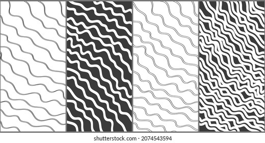 Resumen del diseño de fondo vectorial con líneas de curva. Ola blanca y negra.