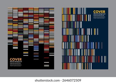 Abstract vector background design featuring dynamic bars in a structured yet randomized layout. Inspired by data flow, digital systems, for covers, annual reports or data-driven branding.