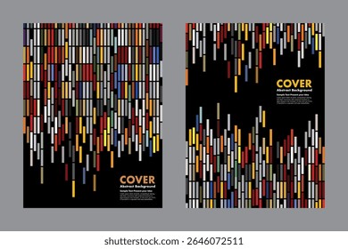 Abstract vector background design featuring dynamic bars in a structured yet randomized layout. Inspired by data flow, digital systems, for covers, annual reports or data-driven branding.