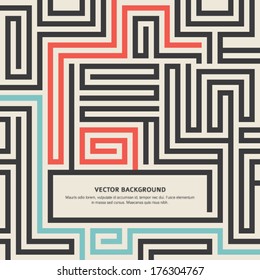 Abstract vector background design with maze texture and place for your text isolated. Good cover for a book on psychology, creative problem solving, logical thinking, the study of human relations