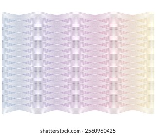 Abstract vector background design with maze mosaic texture. Soft rainbow color. Linear background. Design elements. Polygonal lines. Guilloche. Protective layer for banknotes, diplomas and certificate