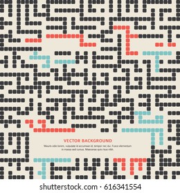 Abstract vector background design with maze mosaic texture and place for text isolated. Good cover for  book on psychology, creative problem solving, logical thinking, the study of human relations