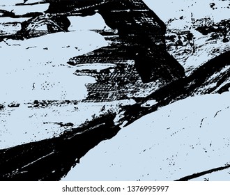 Abstract vector background for design use. Splashing ink mark. Black brush stroke textures. Freehand drawing. Isolated on blue color background.Vector illustration. 