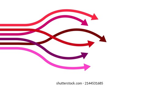 Abstract vector background of different color arrows. Vector illustration on white background
