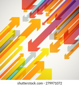 Abstract vector background of different color arrows. Design concept