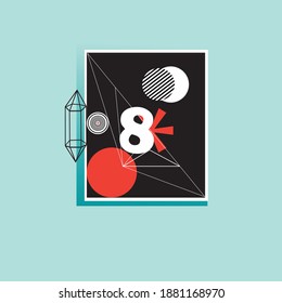 Abstract vector background with different geometric elements on a retro background