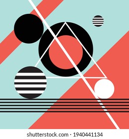 Abstract vector background with different geometric elements on a retro background.