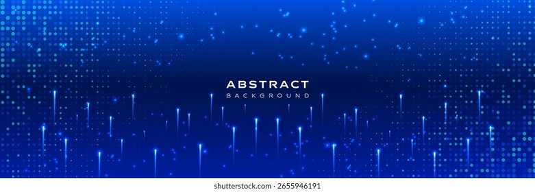 Fondo de Vector Abstractas con puntos azules digitales y líneas brillantes de Vertical cayendo, perfecto para usar en presentaciones, Anuncios, encabezados de tecnología y diseños digitales modernos.