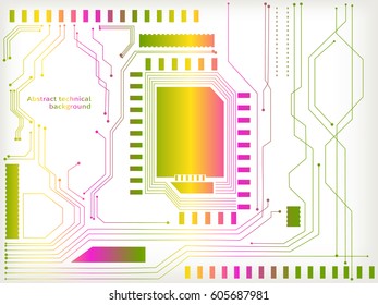 Abstract vector background of digital technologies. Hi tech computer motherboard. technical background.  Science fiction background. Computer technology. Light effects are modern digital elements.