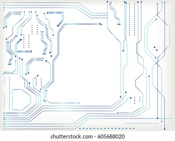Abstract vector background of digital technologies. Hi tech computer motherboard. technical background.  Science fiction background. Computer technology. Light effects are modern digital elements.