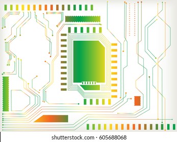 Abstract vector background of digital technologies. Hi tech computer motherboard. technical background.  Science fiction background. Computer technology. Light effects are modern digital elements.