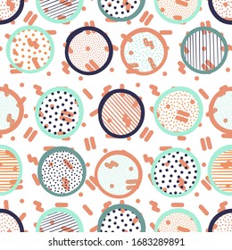 Abstract Vector background with dots and circles, seamless tile