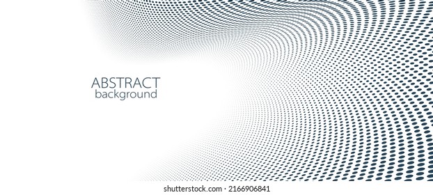 Abstract vector background with dots in motion like particles, technology halftone big data theme backdrop, black and white minimal 3D perspective design.