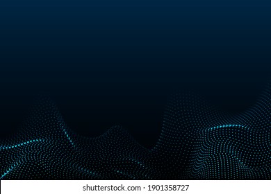 
Abstract vector background of dots.Smooth waves of particles.