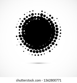 Abstract vector background. Dotted pattern. Template for graphic designs. Halftone effect. Black Circle blot