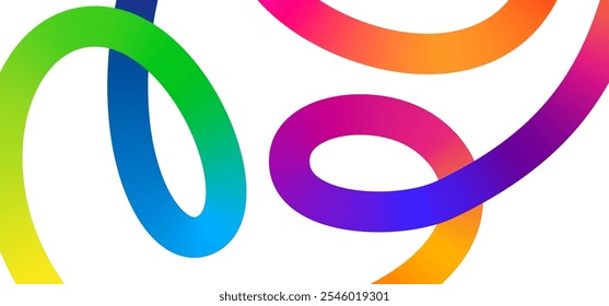 Fondo de Vector Abstractas con líneas de degradado dinámico. Formas geométricas de color ondulado. Elementos de onda de remolino 3D con degradado. Diseño de póster con cintas de colores del arco iris