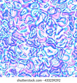 Abstract Vector Background with Dynamic Shapes. Seamless Pattern in Cold Pink, Purple and Blue Pastel Colors. Decorative Texture.