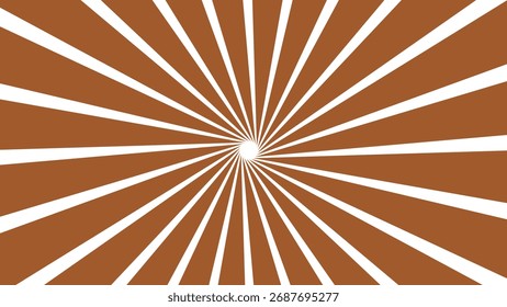 Abstract vector background with dynamic terracotta, rust, or earthy brown and white starburst radial rays. Perfect for graphic design, fall themes, vintage styles, posters, and web banners.