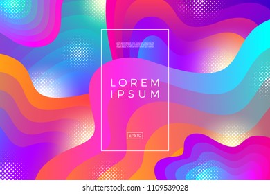 Abstract vector background with dynamic wave layered shapes, Fluid gradient shapes, Vector illustration. Multipurpose design can be used as cover, poster, flyer or web page background.