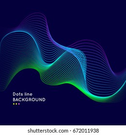 Abstract vector background. Dynamic wave lines of dots