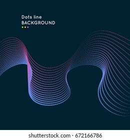 Abstract vector background. Dynamic wave lines of dots