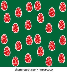 abstract vector background of Easter eggs on green