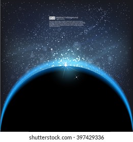 Abstract vector background. Eclipse sun in galaxy, cosmos. Star night vector illustration