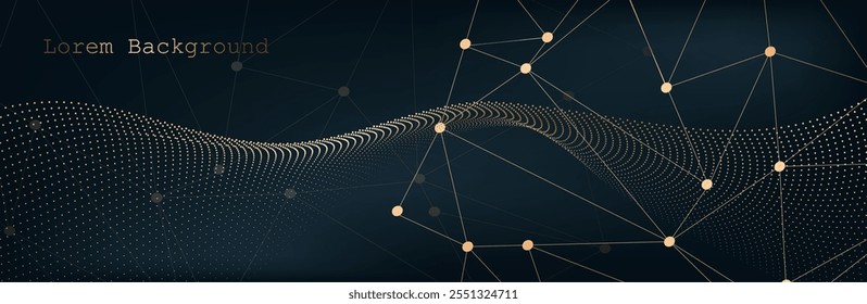 Fondo de Vector Abstractas. Fondo elegante para presentaciones de negocios. Líneas, punto, plano en el espacio 3D. Concepto de blockchain y programación de la red de criptomonedas fintech.