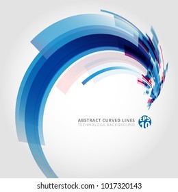 Abstract vector background element in blue and pink colors curve swirl perspective. Vector illustration