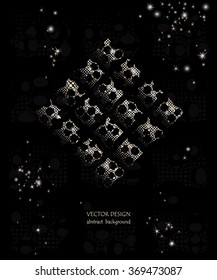 Abstract vector background with the emblem of the deformed metal elements. Fractal in the form of rhomb - style glitch. EPS10 vector file organized in layers for easy editing. 