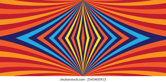 Abstract vector background, energetic symmetrical design with vibrant contrasting colors of cool and warm tones and rhombus shapes