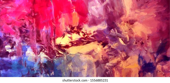 Abstract Vector Background with Expressive Painting. Colorful Brushes