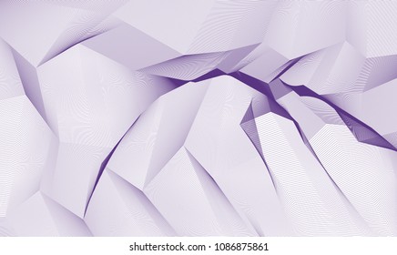 Abstract vector background with fantastic landscape terrain of cosmic planet, geometric 3d line art abstract background of skyline.