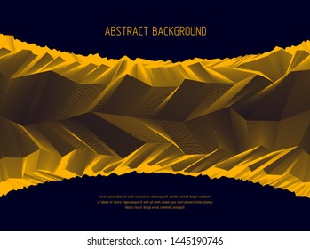 Abstract vector background with fantastic landscape terrain of cosmic planet, geometric 3d line art abstract background of skyline. Usable as template for layout with copy space for title and text.