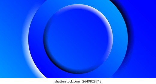 Abstract vector background featuring a layered circular design in bold blue tones with gradients and shadows, creating a modern 3D visual effect.