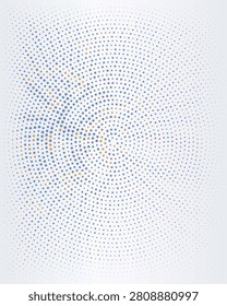 An abstract vector background featuring a radial pattern of small blue and orange stars, denser in the center and fading outwards.