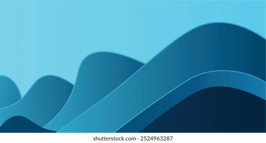 Abstract vector background featuring a stylish blue wave with lighter blue shades and smooth curves. Ideal for brochures, websites, mobile apps, and