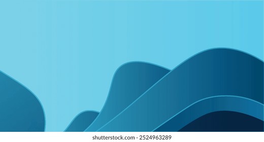 Abstract vector background featuring a stylish blue wave with lighter blue shades and smooth curves. Ideal for brochures, websites, mobile apps, and