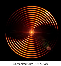 Abstract vector background with a fiery  DJ mix cover with music waveform a dark background. 