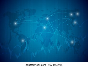 Abstract vector background with financial graph line in stock market.