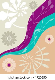Abstract vector background with floral and organic elements.