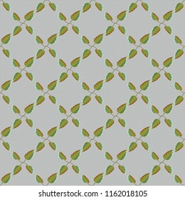 Abstract vector background. Floral seamless pattern with blooming flowers and leaves in brown, gray and green colors. Stylish wallpaper with flowers.