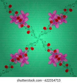 Abstract vector background. Floral seamless pattern with blooming plumeria flowers and leaves on a green background. Stylish wallpaper with plumeria flowers.