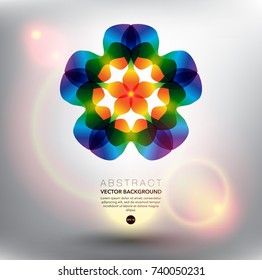 Abstract vector background. Abstract flower in bright rainbow colors. Isolated on the light panel. Can be used for poster, brochure, cover and advertisement material. Vector illustration. Eps10.