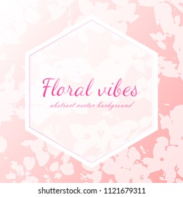 Abstract vector background with flower pattern and pink gradient. Cover, wedding invitation template