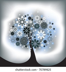 Abstract Vector Background. Flower Tree.