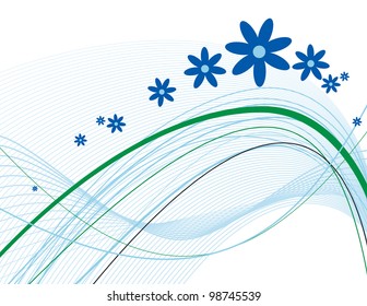 Abstract Vector Background with Flowers.