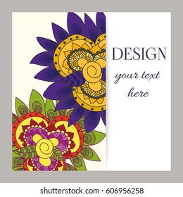 Abstract vector background, flowers, doodles, wedding invitations. Template flower design for card.
