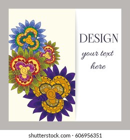 Abstract vector background, flowers, doodles, wedding invitations. Template flower design for card.